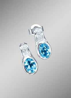 Sale BADER Massive Ohrstecker mit Blautopas und Zirkonia
