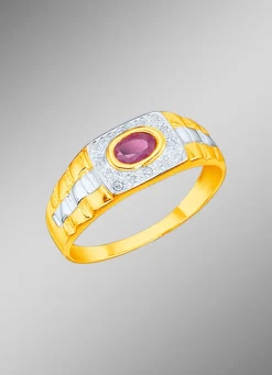 Discount BADER Massiver Partnerring mit 14 Diamanten und echtem Rubin