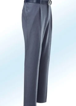 Hot KLAUS MODELLE MADE IN GERMANY Melierte Hose in 4 Farben mit Bundfalten RAUCHBLAU