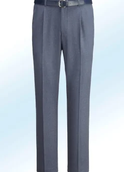 Hot KLAUS MODELLE MADE IN GERMANY Melierte Hose in 4 Farben mit Bundfalten RAUCHBLAU