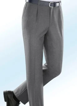 Best KLAUS MODELLE MADE IN GERMANY Melierte Hose in 4 Farben mit Bundfalten MITTELGRAU
