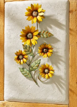 Discount BADER Metall-Wanddekoration Sonnenblumen GELB-GRÜN