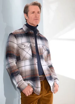 Best MILANO ITALY ""-Overshirt ECRU-MARINE-TERRAKOTTA KARIERT