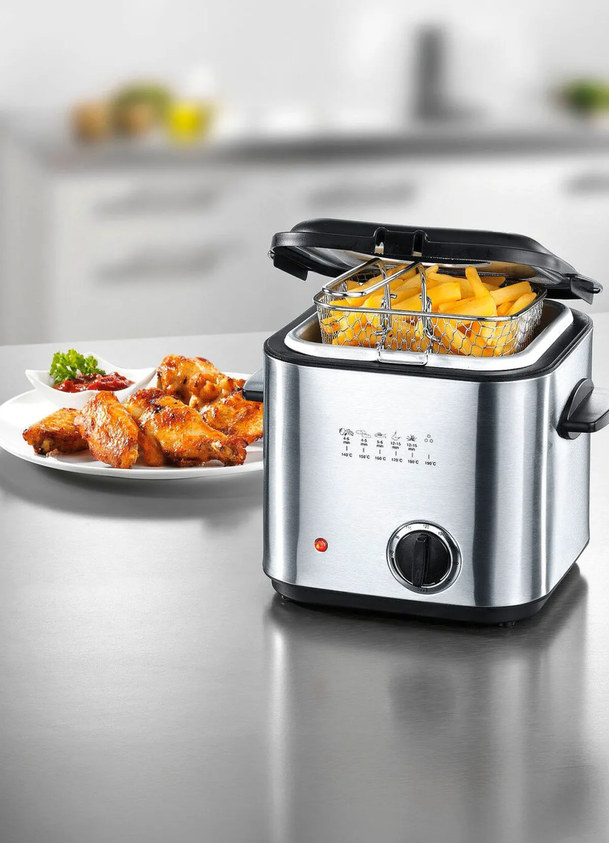 BADER Mini-Fritteuse - ideal für 1-2 Personen EDELSTAHL
