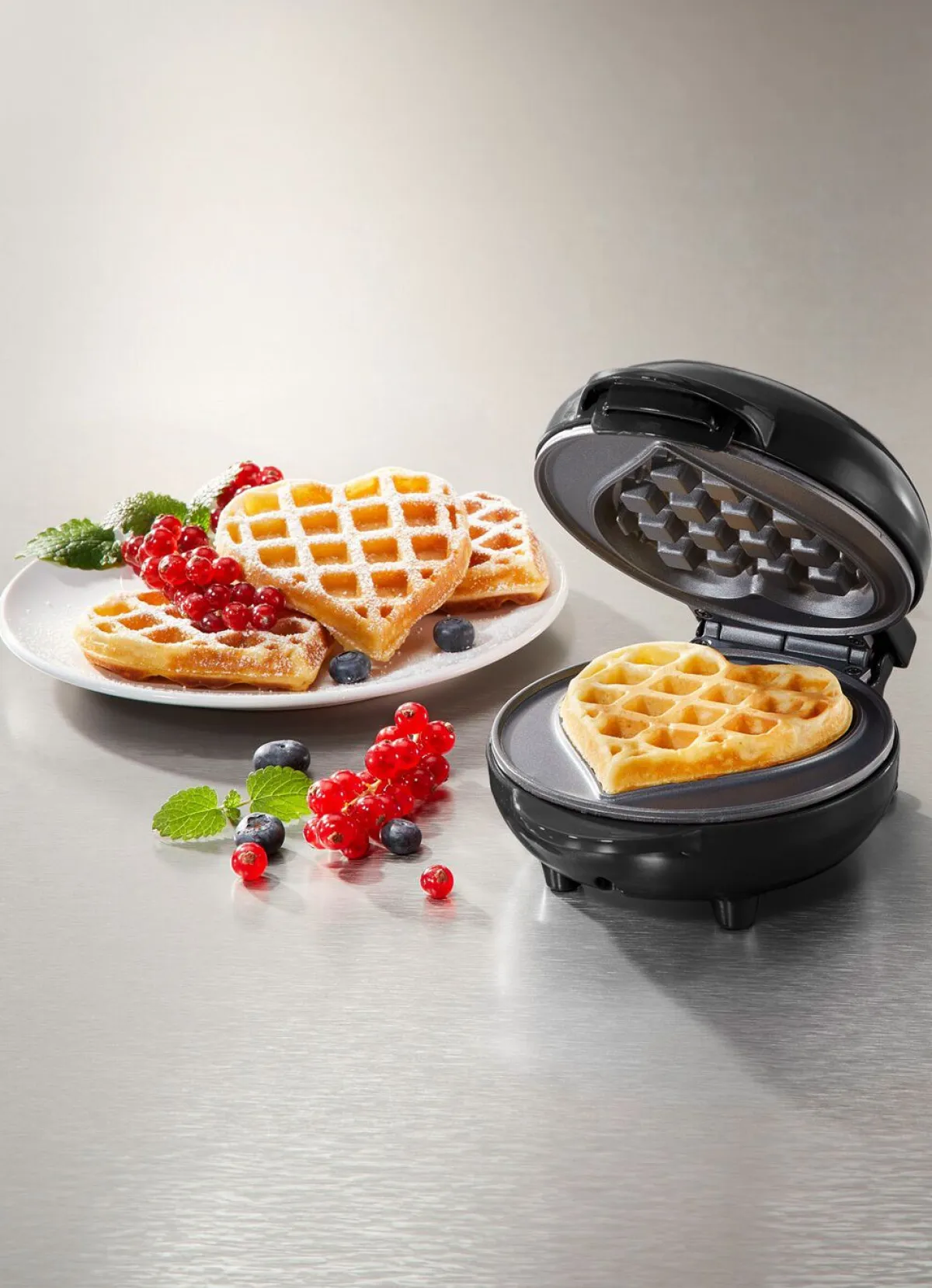 BADER Mini-Herz-Waffeleisen mit Antihaftbeschichtung SCHWARZ
