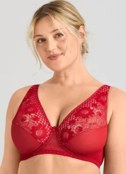 Online MISS MARY Bügel-BH mit floraler Elastikspitze ROT