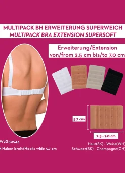 MISS PERFECT Wow 2 Go Viererpack BH-Verlängerungen 1X WEISS, 1X SEKT, 1X PUDER, 1X SCHWARZ