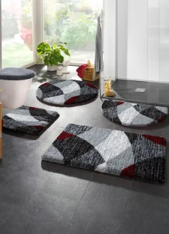 Sale BADER Modern dessinierte Badgarnitur in Supersoft-Qualität rot-grau