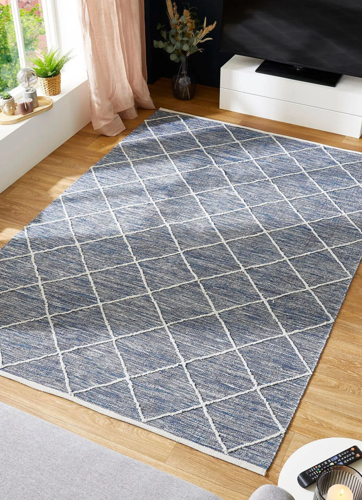 Clearance BADER Moderne Brücken und Teppiche aus 100% Baumwolle BLAU