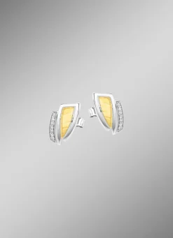 BADER Moderne Ohrstecker in Bicolor mit Zirkonia