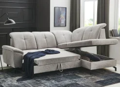 Hot BADER Moderne Polsterecke mit Bettfunktion und Bettkasten GRAU