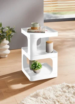 New BADER Moderner Beistelltisch aus Metall WEISS