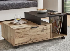 Online BADER Moderner Couchtisch auf Rollen SCHWARZ-EICHE
