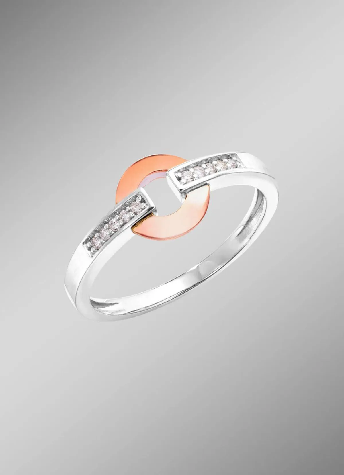 Sale BADER Moderner Damenring in Bicolor mit 10 Brillanten