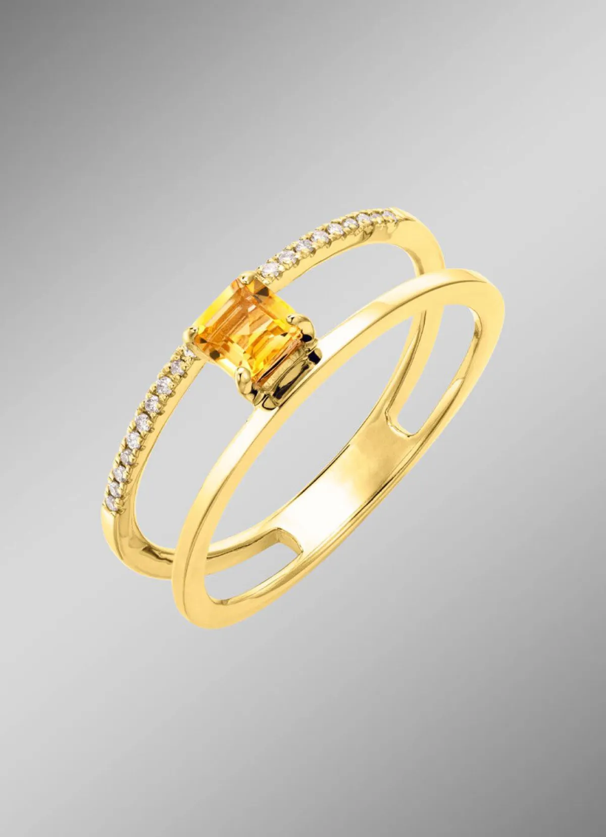 Sale BADER Moderner Damenring mit Citrin und Brillanten