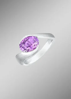 Best BADER Moderner Damenring mit echt Amethyst
