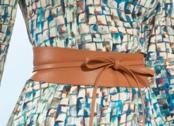 Discount BADER Modischer Leder-Bindegürtel, 8 cm breit COGNAC