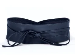 Discount BADER Modischer Leder-Bindegürtel, 8 cm breit DUNKELBLAU