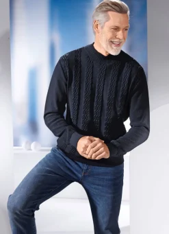 BADER Modischer Pullover mit Stehkragen in 3 Farben MARINE
