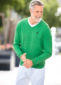 Hot BADER Modischer V-Pullover in 6 Farben GRÜN MELIERT