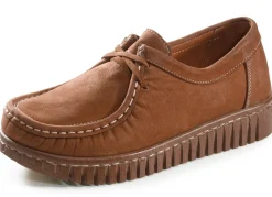 Gemini Mokassin-Schnürschuh aus Rind-Nubukleder BRAUN