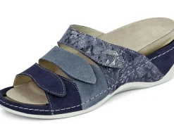 Clearance BADER Mubb, bequeme Damen-Pantoletten, Weite H, mit herausnehmbarem Fußbett BLAU