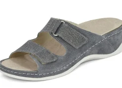 Best MUBB , bequeme Damen-Pantoletten, Weite H, mit herausnehmbarem Fußbett ANTHRAZIT
