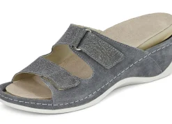 Best MUBB , bequeme Damen-Pantoletten, Weite H, mit herausnehmbarem Fußbett ANTHRAZIT