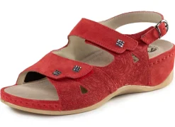 New MUBB , bequeme Damen-Sandalen, Weite H, mit herausnehmbarem Fußbett ROT