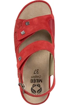 New MUBB , bequeme Damen-Sandalen, Weite H, mit herausnehmbarem Fußbett ROT