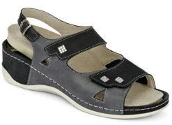 New MUBB , bequeme Damen-Sandalen, Weite H, mit herausnehmbarem Fußbett SCHWARZ-ANTHRAZIT