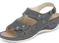 Online MUBB , bequeme Damen-Sandalen, Weite H, mit herausnehmbarem Fußbett GRAU