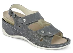 Online MUBB , bequeme Damen-Sandalen, Weite H, mit herausnehmbarem Fußbett GRAU