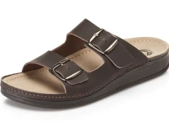 MUBB , bequeme Herren-Pantoletten, Weite H, aus Leder MOKKA