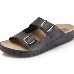 Outlet MUBB , bequeme Herren-Pantoletten, Weite H, aus Leder SCHWARZ