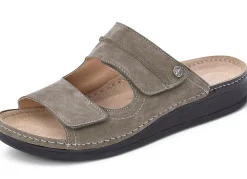 Clearance BADER Mubb, bequeme Herren-Pantoletten, Weite H, mit Klettverschluss TAUPE