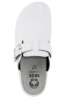 MUBB , klassische Damen-Clogs, Wete H, mit herausnehmbarem Fußbett WEISS