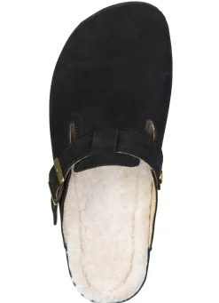 Sale MUBB , klassische Damen-Hausschuhe, Weite H, mit Lammfell SCHWARZ