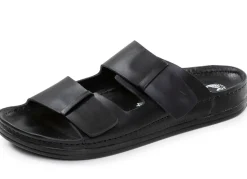 Best MUBB , klassische Herren-Pantoletten, Weite H, aus Leder SCHWARZ