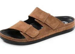 Outlet MUBB , klassische Herren-Pantoletten, Weite H, aus Leder COGNAC
