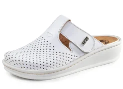 New MUBB , sommerliche Damen-Clogs, Weite H, mit herausnehmbarem Fußbett WEISS