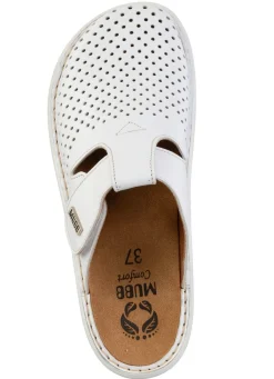 New MUBB , sommerliche Damen-Clogs, Weite H, mit herausnehmbarem Fußbett WEISS