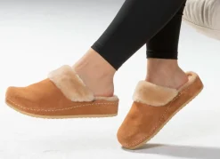 Best BADER Mubb, warme Damen-Hausschuhe, Weite H, mit Lammfell CAMEL
