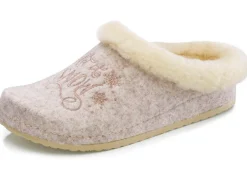 Online MUBB , warme Damen-Hausschuhe, Weite H, mit Lammfell BEIGE