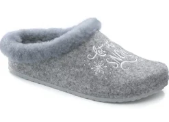 Discount MUBB , warme Damen-Hausschuhe, Weite H, mit Lammfell GRAU
