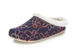 Hot MUBB Wollfilz-Pantoffel mit bunter Blüten-Stickerei MARINE-ECRU