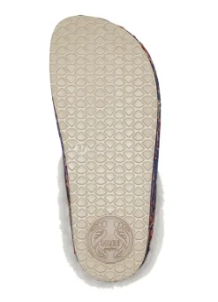 Hot MUBB Wollfilz-Pantoffel mit bunter Blüten-Stickerei MARINE-ECRU