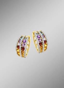 BADER Multicolor Klappcreolen mit Edelsteine und Brillanten