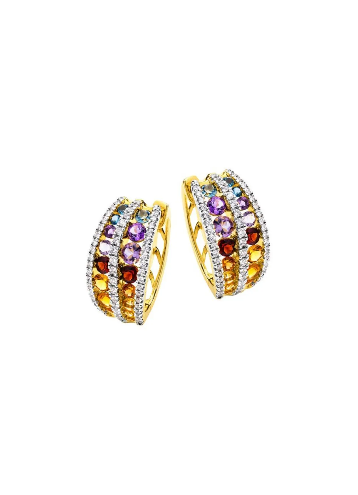 BADER Multicolor Klappcreolen mit Edelsteine und Brillanten