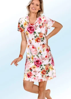 Sale BADER Nachthemd aus Bio-Baumwolle WEISS-ROSA